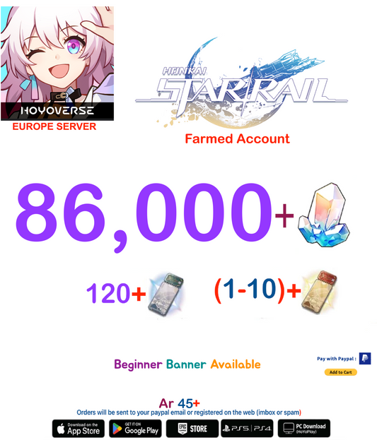 [Europe  Server] 88,000+ Jades   Honkai Star Rail Farmed Account