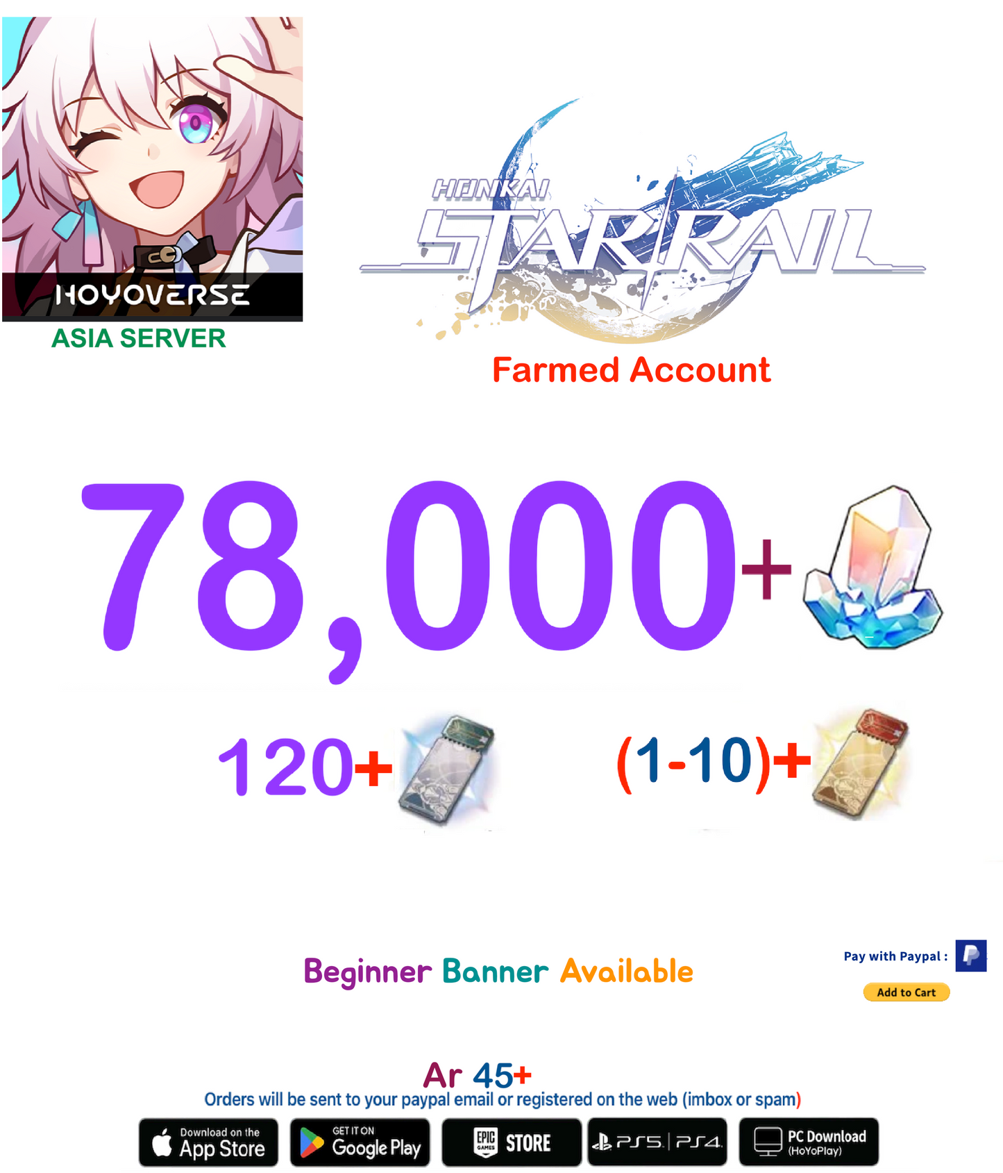 [Asia Server] 79,000+ Jades   Honkai Star Rail Farmed Account