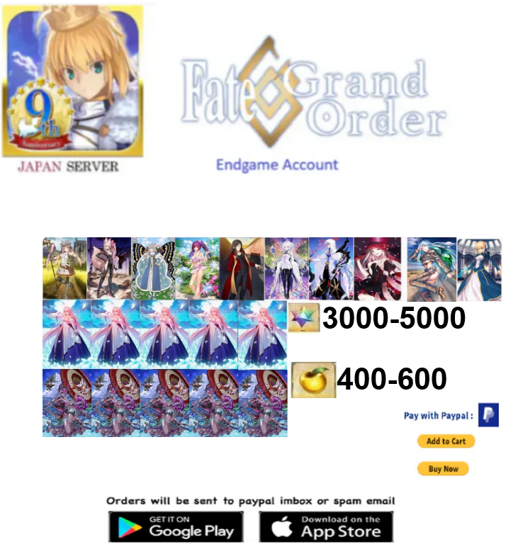 [JAPAN SERVER]  Custom  Fate Grand Order FGO Endgame   Account v1