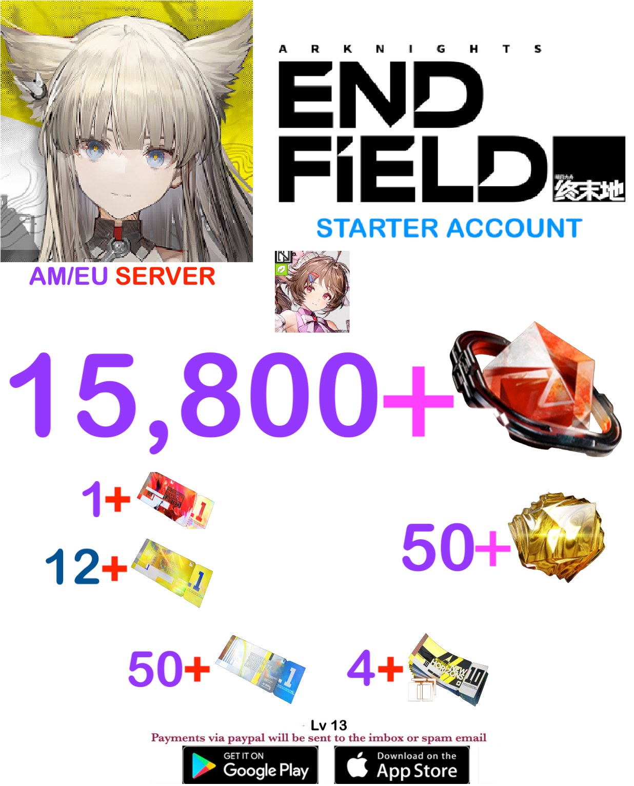 [AMERICA/EUROPE SERVER][INSTANT DELIVERY] 15800+ Oroberyl  / Arknights: Endfield Starter Account v1