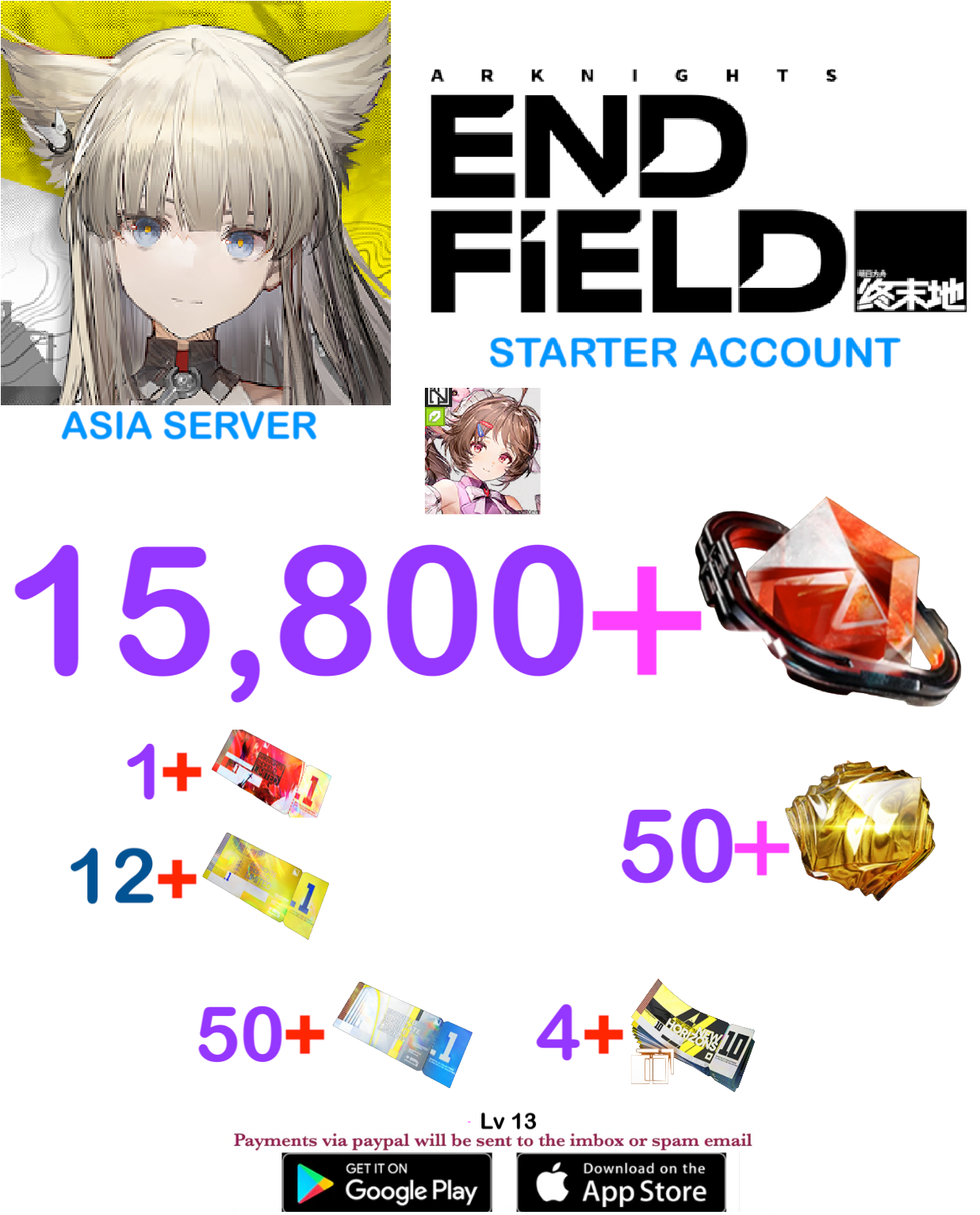 [ASIA SERVER][INSTANT DELIVERY] 15800+ Oroberyl  / Arknights: Endfield Starter Account v1