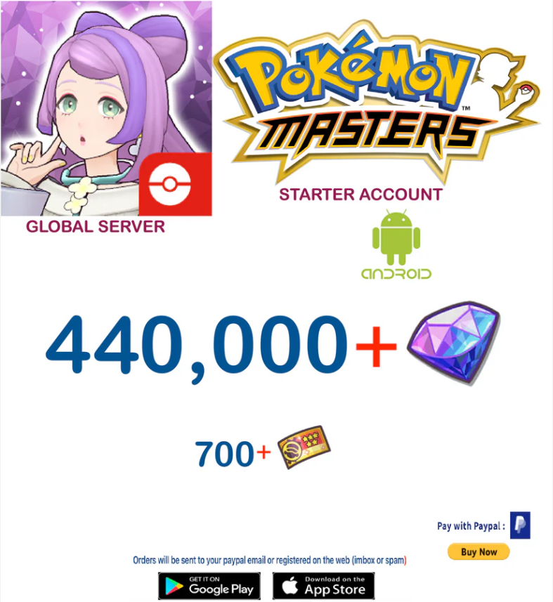 [Global Server/Android Version] 440,000 Gems Pokemon Master Ex  Reroll Starter Account