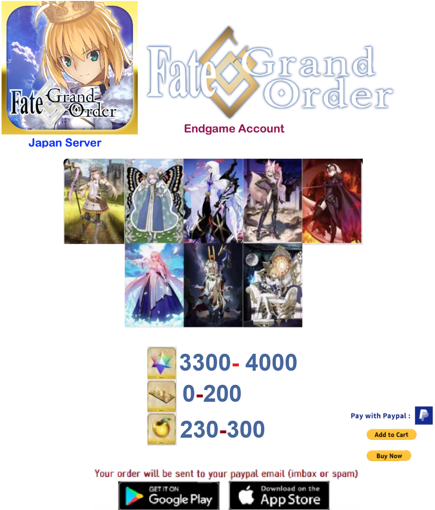 Fgo Code/password Buy FGO Account JP NA Global | Fate Grand Order SQ SSR – Malboro18Games
