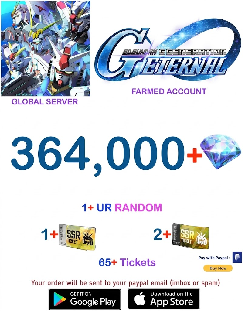 [GLOBAL SERVER/INSTANT DELIVERY]  Gundam G Generation ETERNAL Farmed  Account