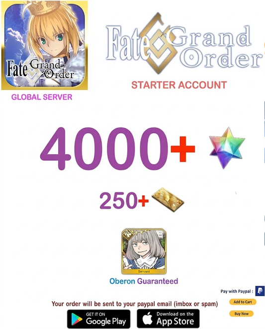 [Global Server] 4000 SQ  + Oberon Fate Grand Order FGO Quartz Starter Account