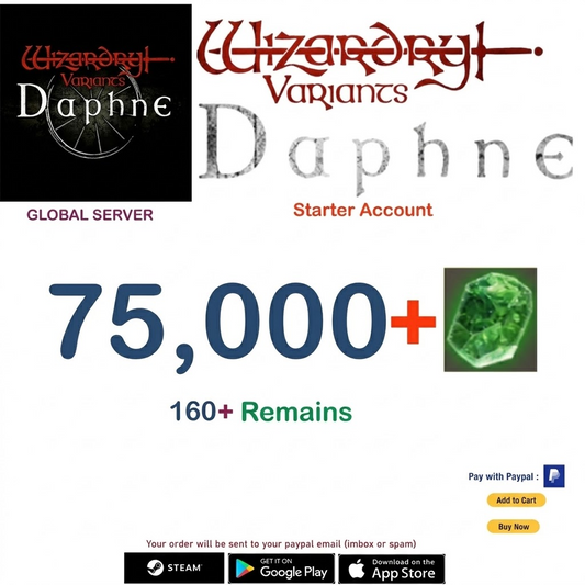 (Global Server)(INSTANT DELIVERY)  75000 Gems  Wizardry Variants Daphne  Starter Account