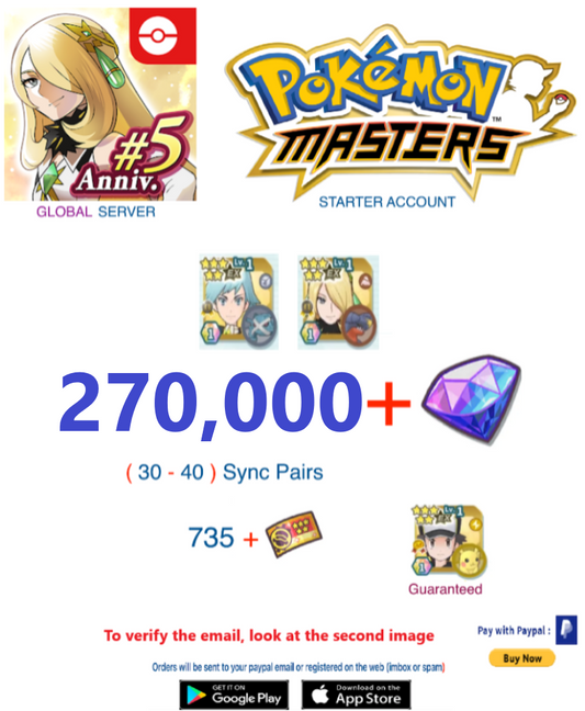 [Global Server/Android Version] 270,000 Gems + Multiple combinations  -  Pokemon Master Ex  Reroll Starter Account