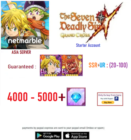 [Asia  Server] GEMS + UR+SSR    7DS  Deadly Sins Grand Cross Starter Account