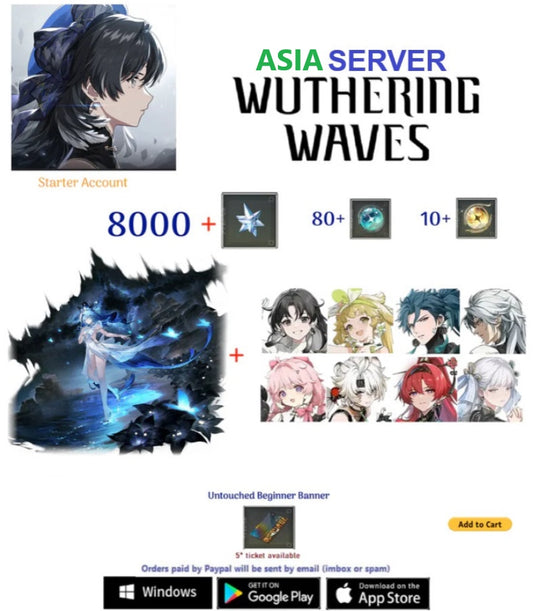 (Asia Server) Shorekeeper  - Multiple Combinations-  Wuthering Waves  Starter  Account (AR8+)