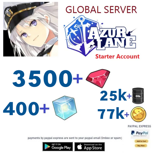 (Global Server)  3500+Wisdom Cubes  -  Azur Lane Starter Reroll Account