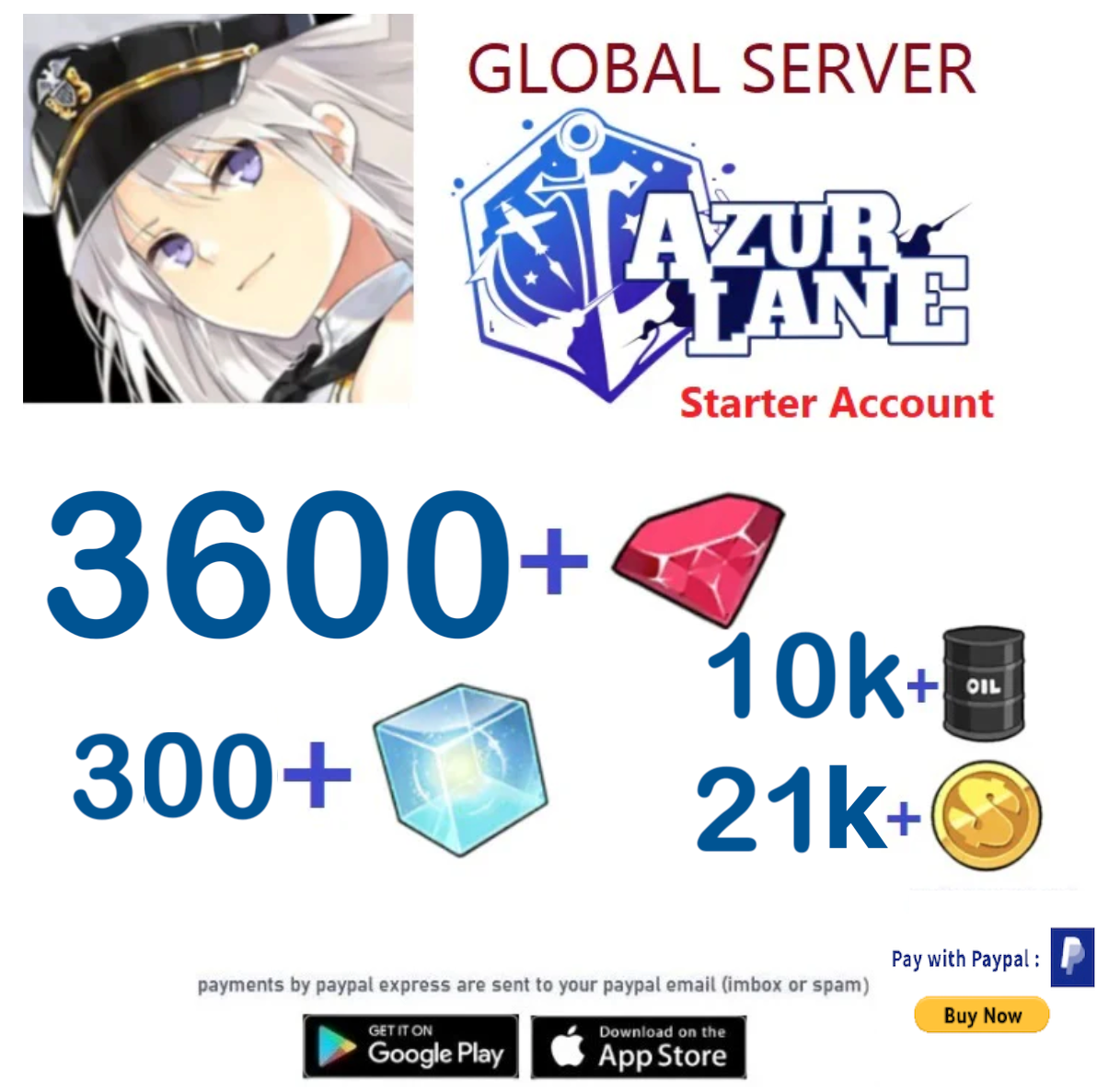 (Global Server)  3600+Wisdom Cubes  -  Azur Lane Starter Reroll Account