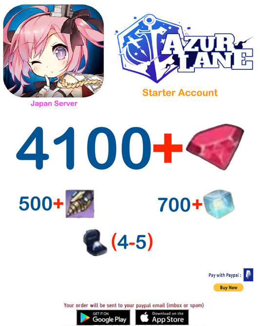 (Japan Server)  4100+Wisdom Cubes  -  Azur Lane Starter Reroll Account