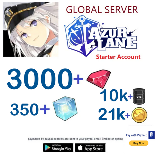 (Global Server)  3000+Wisdom Cubes  -  Azur Lane Starter Reroll Account