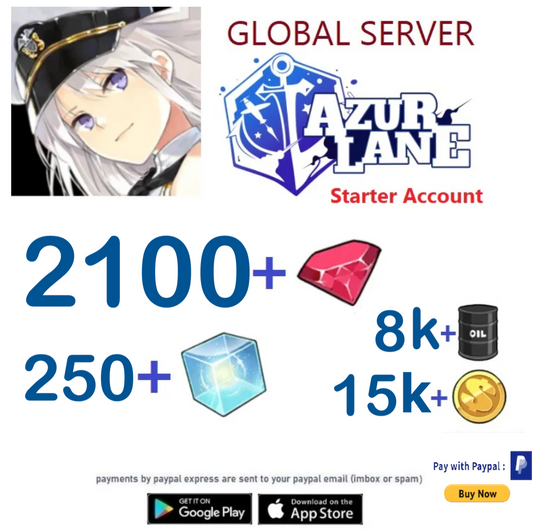 (Global Server)  2100+Wisdom Cubes  -  Azur Lane Starter Reroll Account