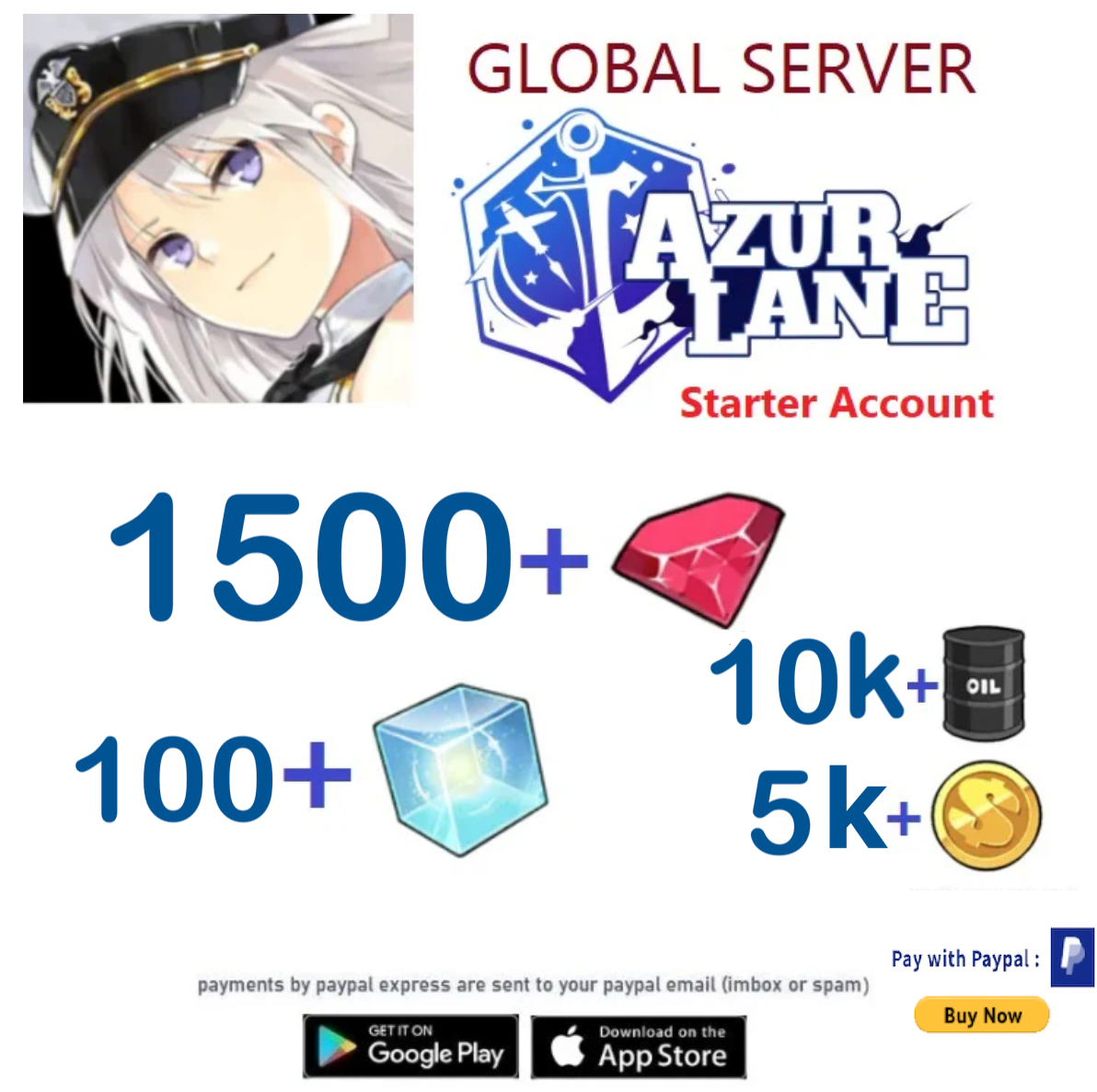 (Global Server)  1500+Wisdom Cubes  -  Azur Lane Starter Reroll Account