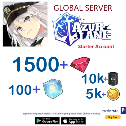 (Global Server)  1500+Wisdom Cubes  -  Azur Lane Starter Reroll Account