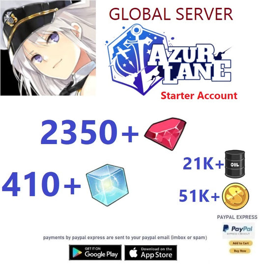 (Global Server)  2350+Wisdom Cubes  -  Azur Lane Starter Reroll Account