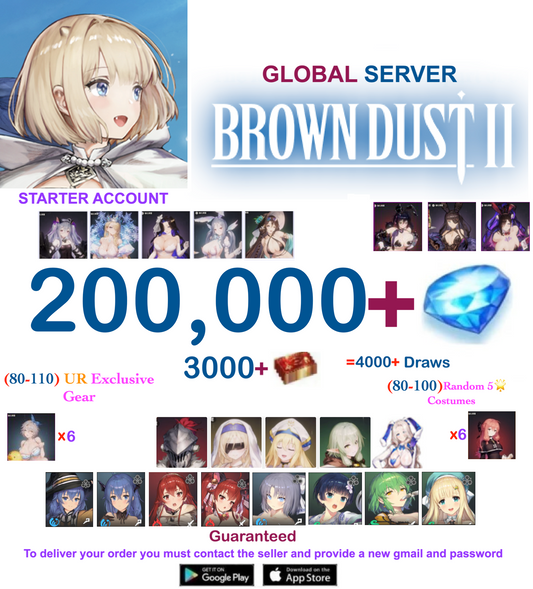 [Global Server/Unlinked] 200,000 Gems Full Collab  BDust 2 Starter Reroll Account