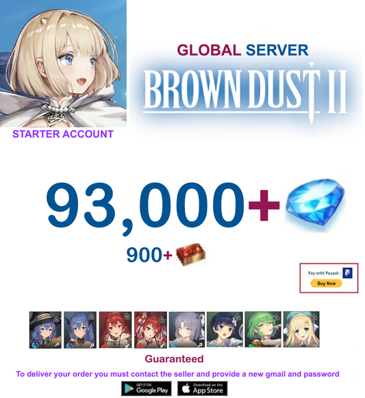 [Global Server/Unlinked] 93,000 Gems Full Collab  BDust 2 Starter Reroll Account