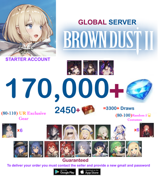 [Global Server/Unlinked] 170,000 Gems Full Collab  BDust 2 Starter Reroll Account