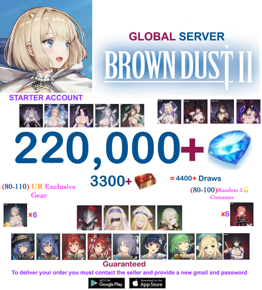 [Global Server/Unlinked] 220,000 Gems Full Collab  BDust 2 Starter Reroll Account