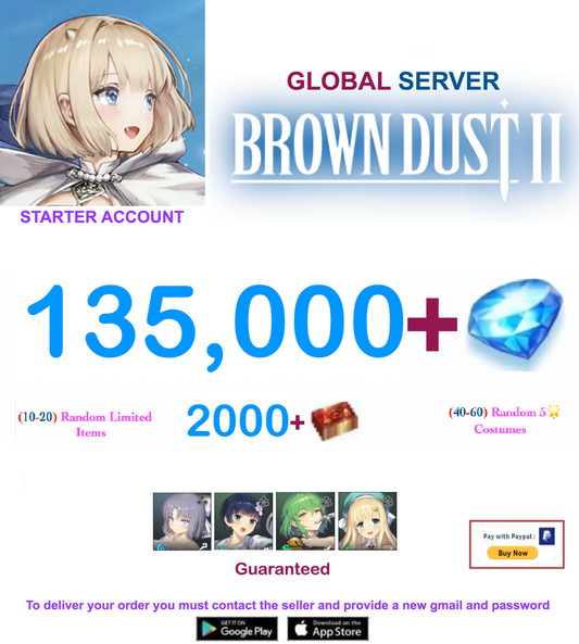 [Global Server/Unlinked] 135.000  Gems   - BDust 2/ Senran Kagura Collab  Starter Reroll Account