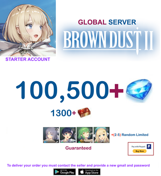 [Global Server/Unlinked] 100.500  Gems   - BDust 2/ Senran Kagura Collab  Starter Reroll Account