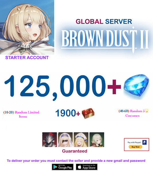 [Global Server/Unlinked] 125,000 Gems - Full Collab Globin Slayer! -  Brown Dust 2 Starter Reroll Account