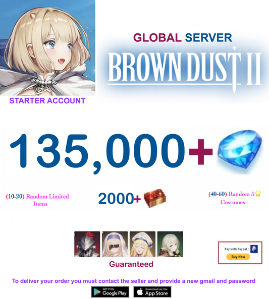 [Global Server/Unlinked] 135,000 Gems - Full Collab Globin Slayer! -  Brown Dust 2 Starter Reroll Account