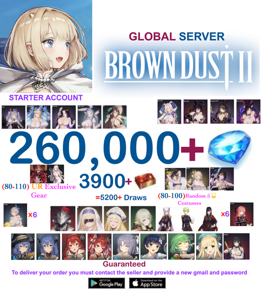 [Global Server/Unlinked] 260,000 Gems Full Collab  BDust 2 Starter Reroll Account