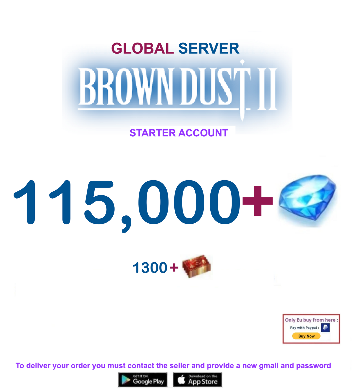 [Global Server/Unlinked] 115,000 Gems  BDust 2 Starter Reroll Account