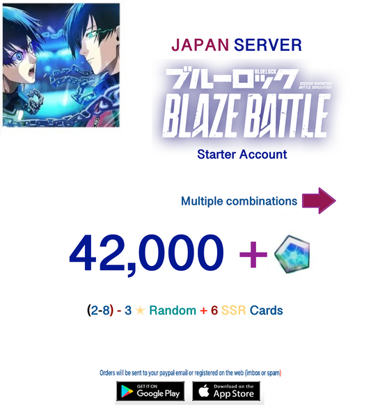 [Japan Server] 42,000Gems -  BLUE LOCK  BLAZE BATTLE   Starter Account