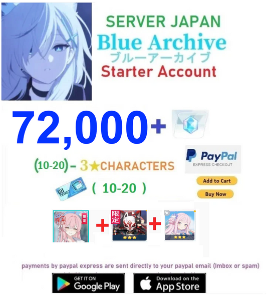 ⭐JAPAN SERVER⭐74,000+ Gems, Blue Archive Starter Reroll Account