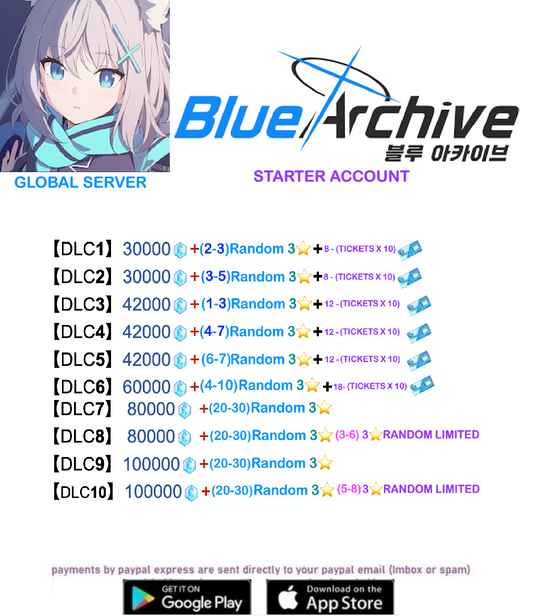 ⭐GLOBAL SERVER⭐ Multiple combinations⭐ Blue Archive Starter Reroll Account