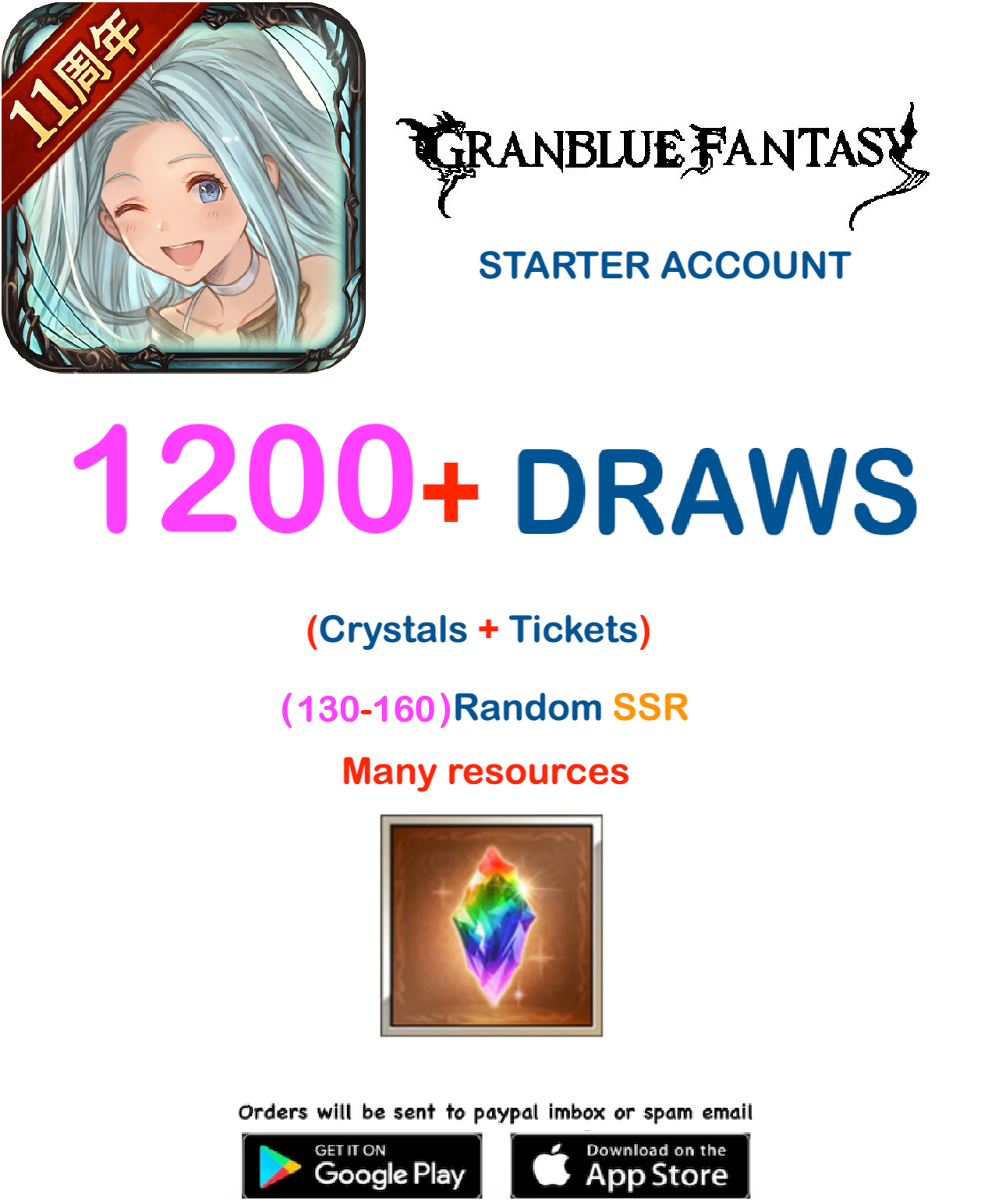 1200+ Draws  GranBlue Fantasy  GBF Starter Account v3