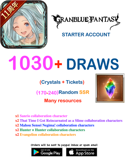 1030+ Draws  GranBlue Fantasy  GBF Starter Account v4