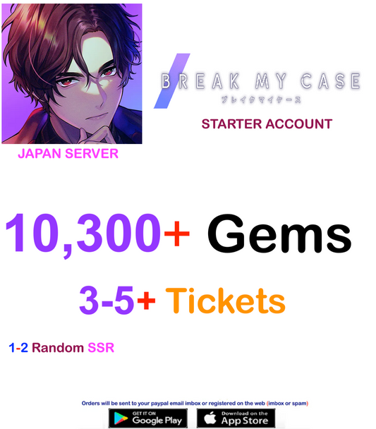 ⭐ Japan Server⭐ Instant Delivery⭐  10,300 Gems +  Break My Case Starter  Account