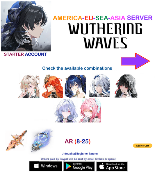 (All Server) Multiple Combinations-  Wuthering Waves  Starter  Account (AR8+)