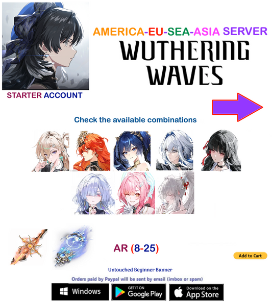 (All Server) Multiple Combinations-  Wuthering Waves  Starter  Account (AR8+)