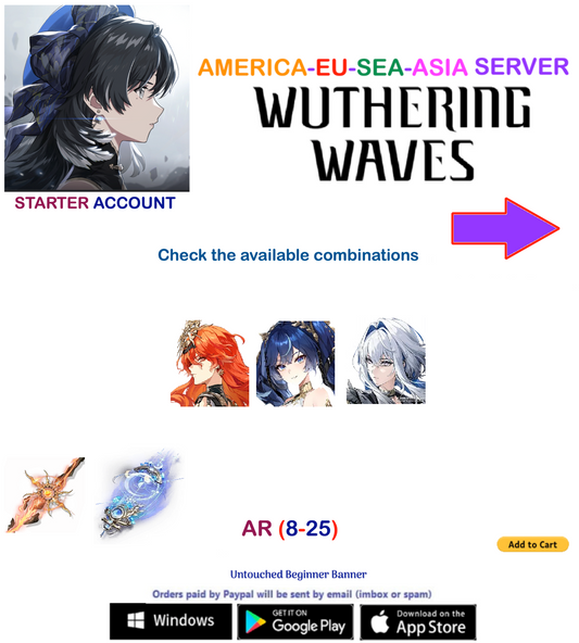 (All Server) Multiple Combinations-  Wuthering Waves  Starter  Account (AR8+)