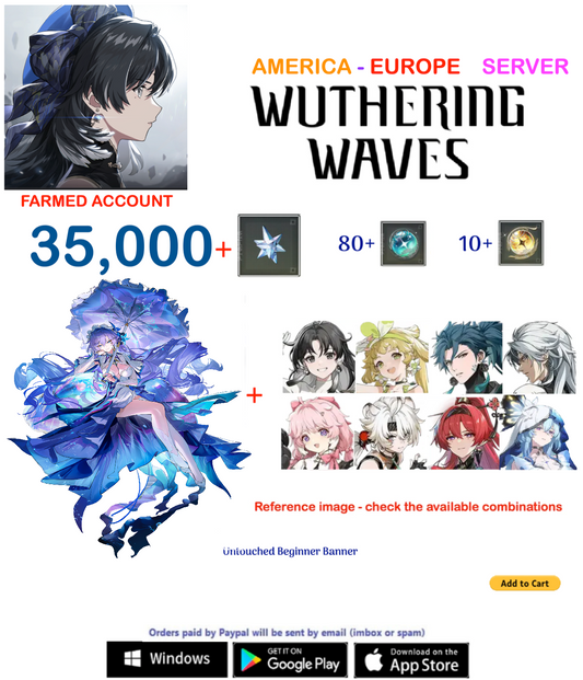 (America - Europe Server) Cantarella  - Multiple Combinations-  Wuthering Waves  Farmed Account (AR 40+)