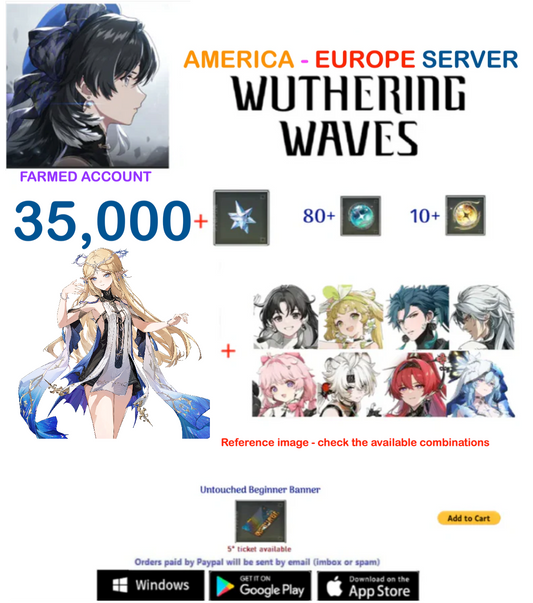 (America - Europe  Server) Cartethyia + Multiple Combinations - Wuthering Waves Farmed  Account AR 40+