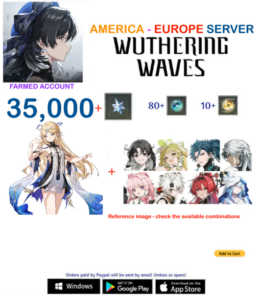 (America - Europe  Server) Cartethyia + Multiple Combinations - Wuthering Waves Farmed  Account AR 40+