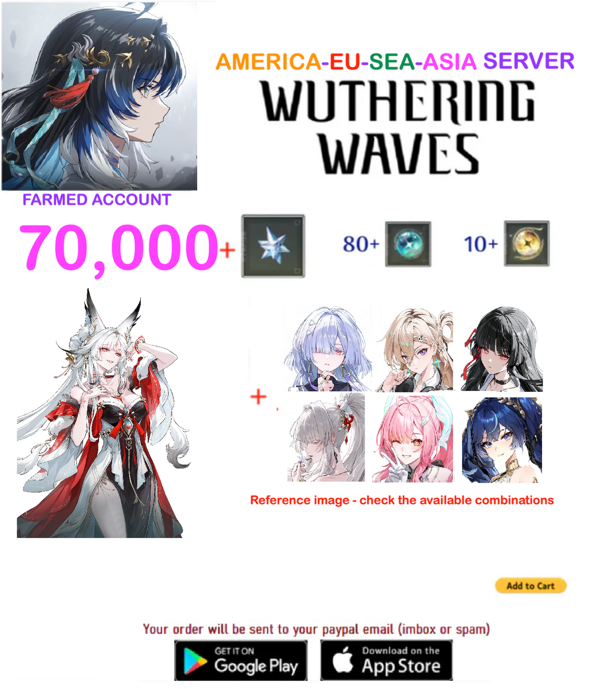 (ALL SERVER) Hsin + Multiple Combinations - Wuthering Waves Farmed  Account AR 40+