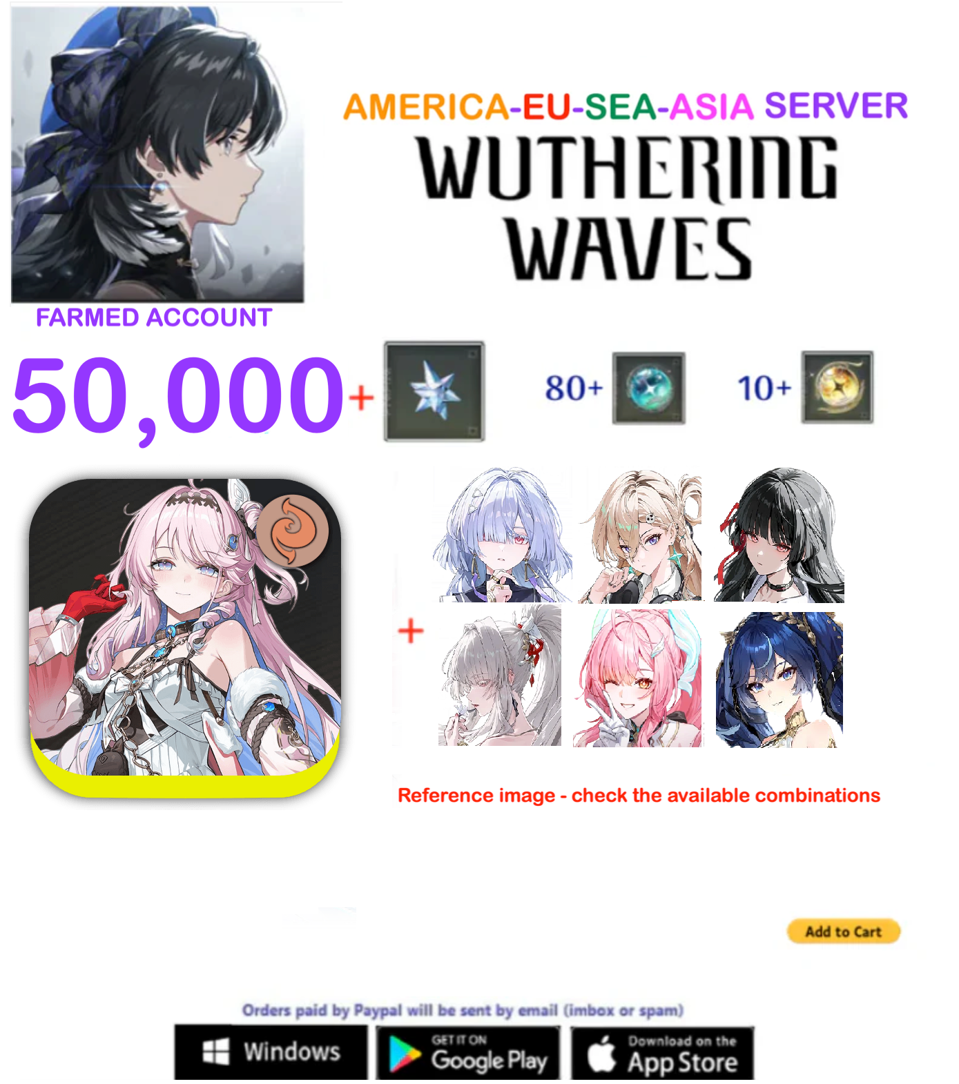 (America-EU-SEA-ASIA Server)  Denia  -  Wuthering Waves Farmed  Account