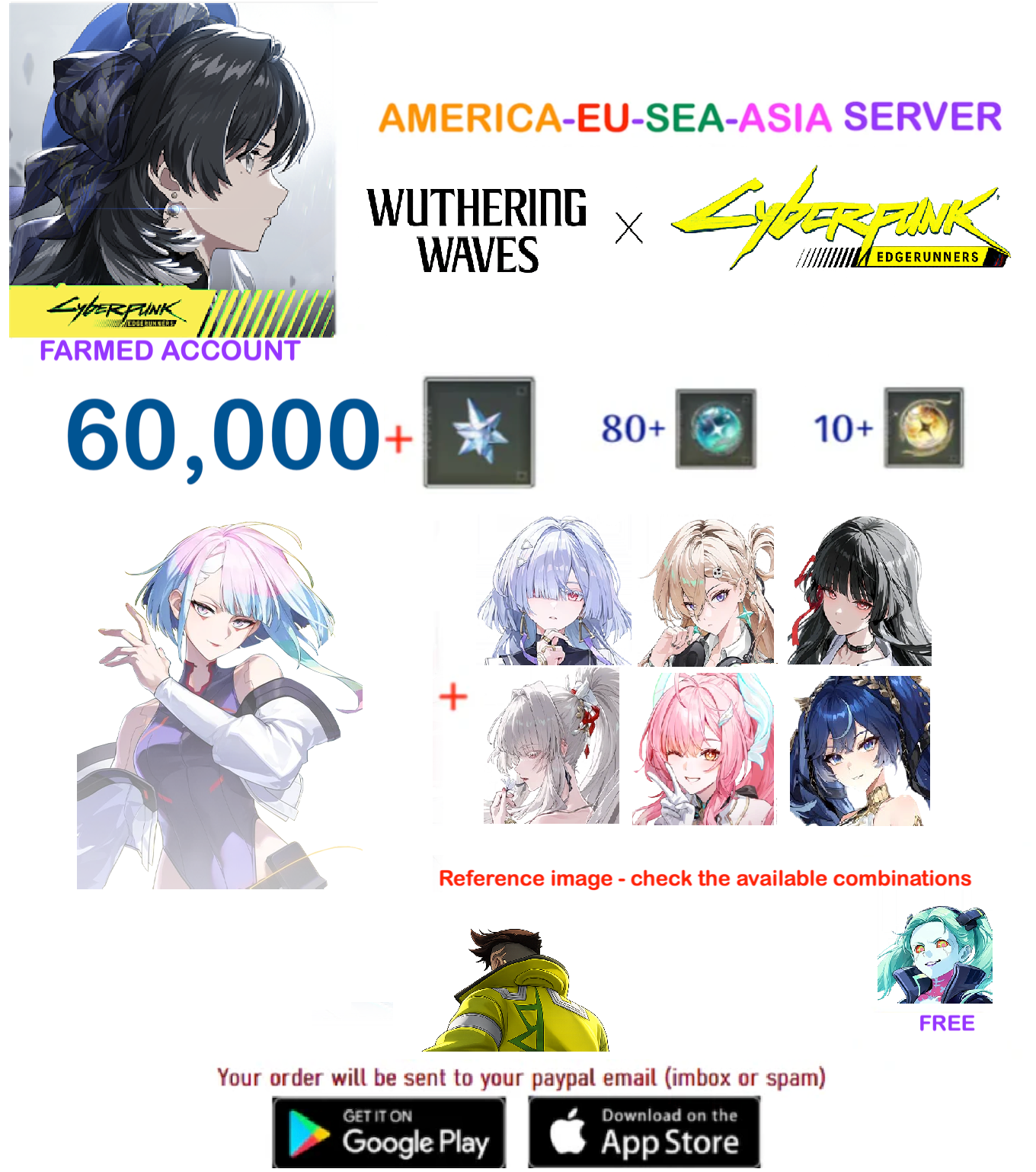 (ALL SERVER) Lucy + Multiple Combinations - Wuthering Waves Farmed  Account AR 40+