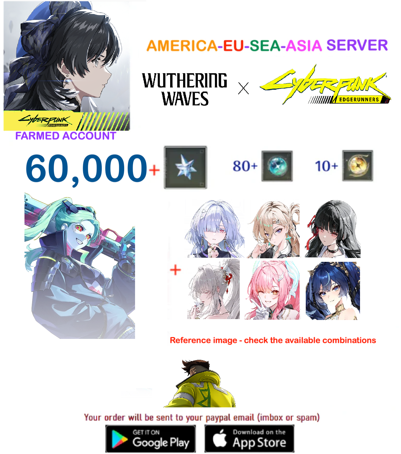 (ALL SERVER) Rebecca + Multiple Combinations - Wuthering Waves Farmed  Account AR 40+