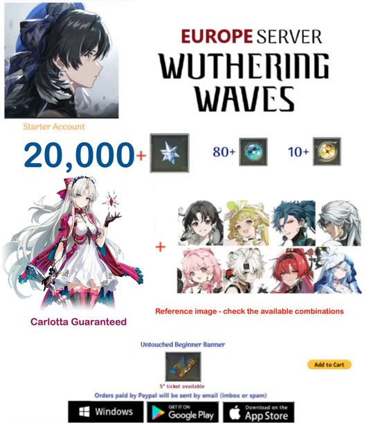 (Europe Server) Carlotta  - Multiple Combinations-  Wuthering Waves  Semi - Starter  Account (AR25+)