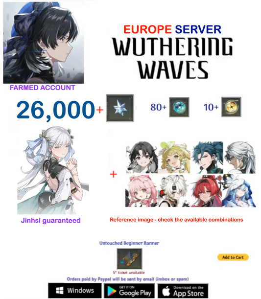 (EU Server) Jinhsi + Multiple Combinations - Wuthering Waves Farmed  Account AR 28+