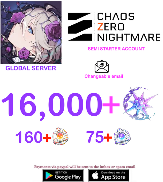 [GLOBAL SERVER] ⭐ ?? Crystals  ⭐  Chaos Zero Nightmare Fresh Semi Starter Account v6